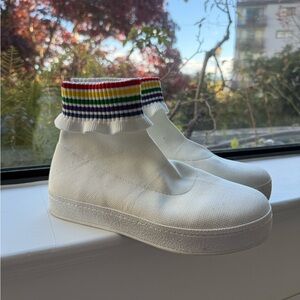 Opening Ceremony White Sock Sneakers with Rainbow Trim